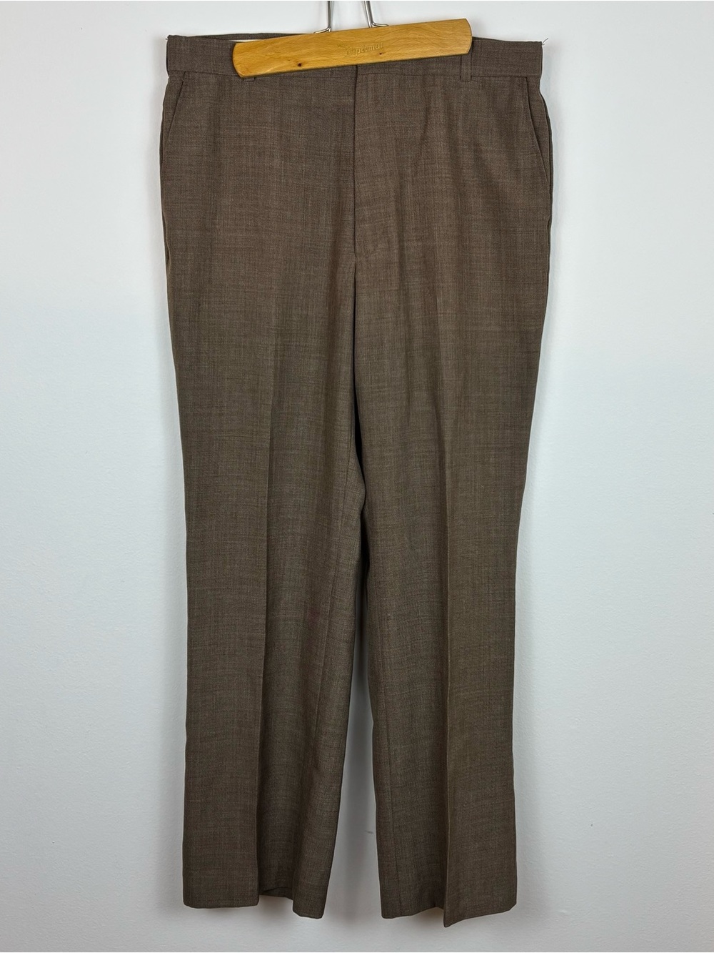 Vintage Austin Manor Caramel Brown Pleated Trousers Size 34x29